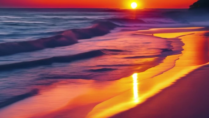 夕阳海浪