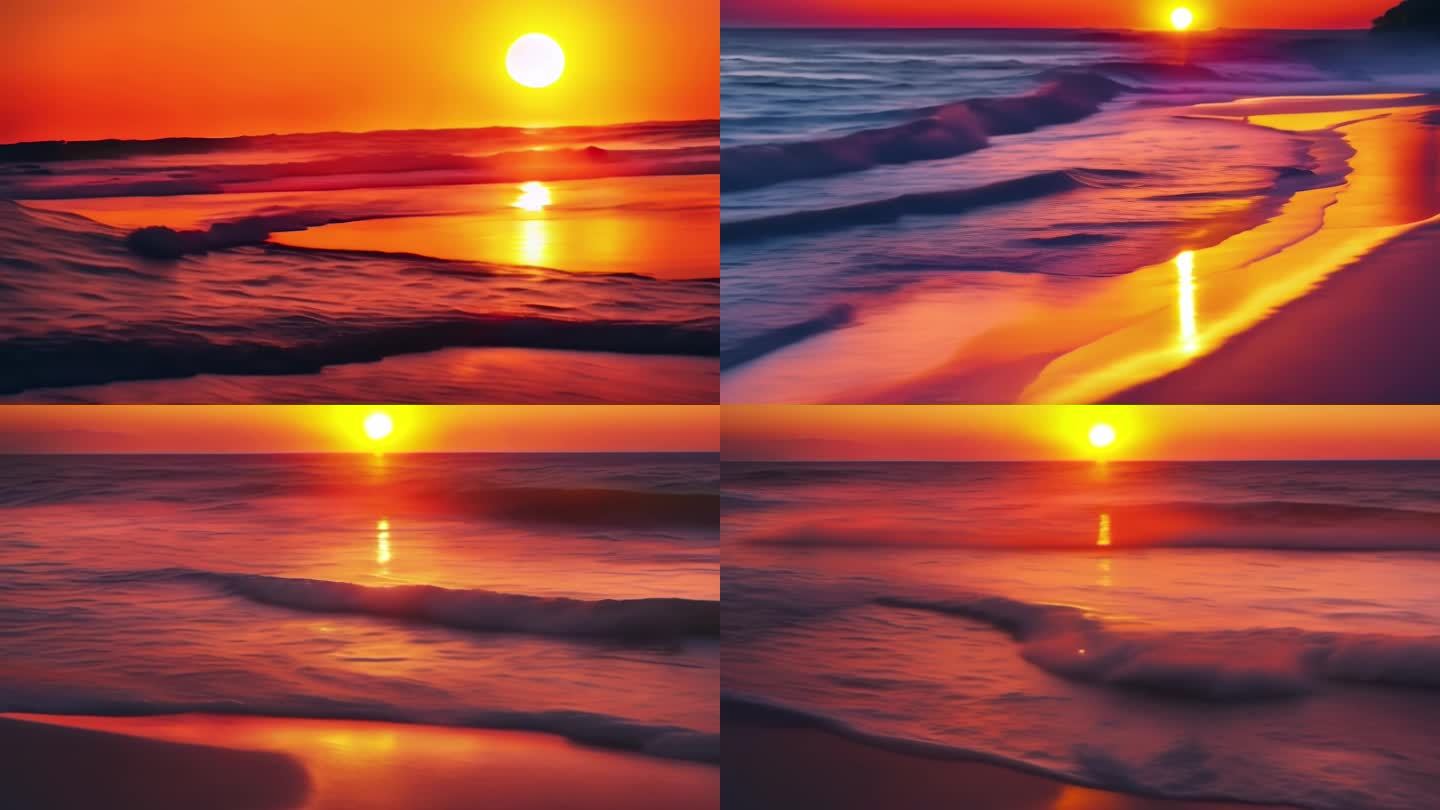 夕阳海浪