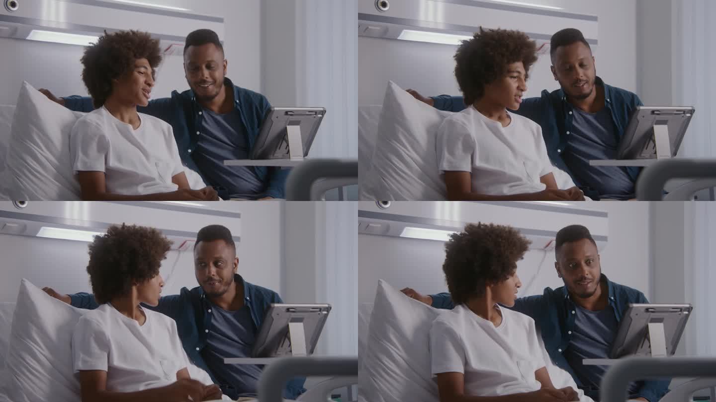 非裔美国家庭用平板电脑远程通话