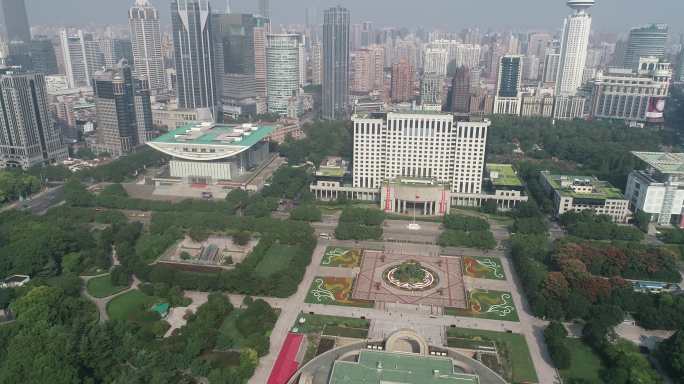 航拍 上海市政府大楼 人民广场
