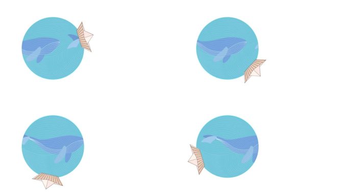 行星与鲸鱼和船航行循环动画