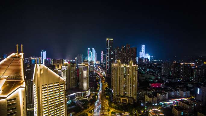 青岛夜景航拍城市