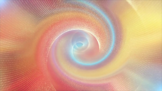 旋转螺旋漩涡粒子创建一个阶梯状的外观，散焦发光尘埃隧道，颜色梯度闪耀优雅充满活力的抽象背景，无线电波