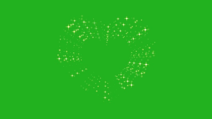 闪亮的星星在心形绿色屏幕运动图形