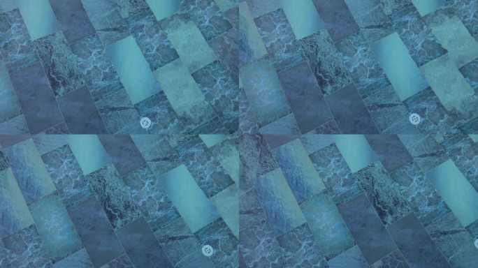 水面蓝色的方形瓷砖在池底