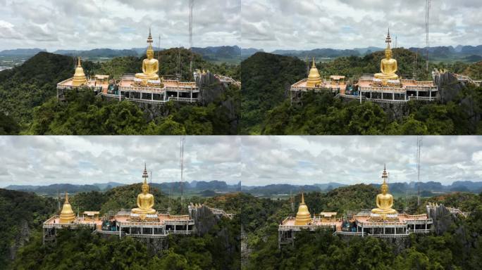 令人惊叹的鸟瞰图，著名的佛教山顶老虎洞寺在甲米，笏谭Sua Suea，冒险旅游景点