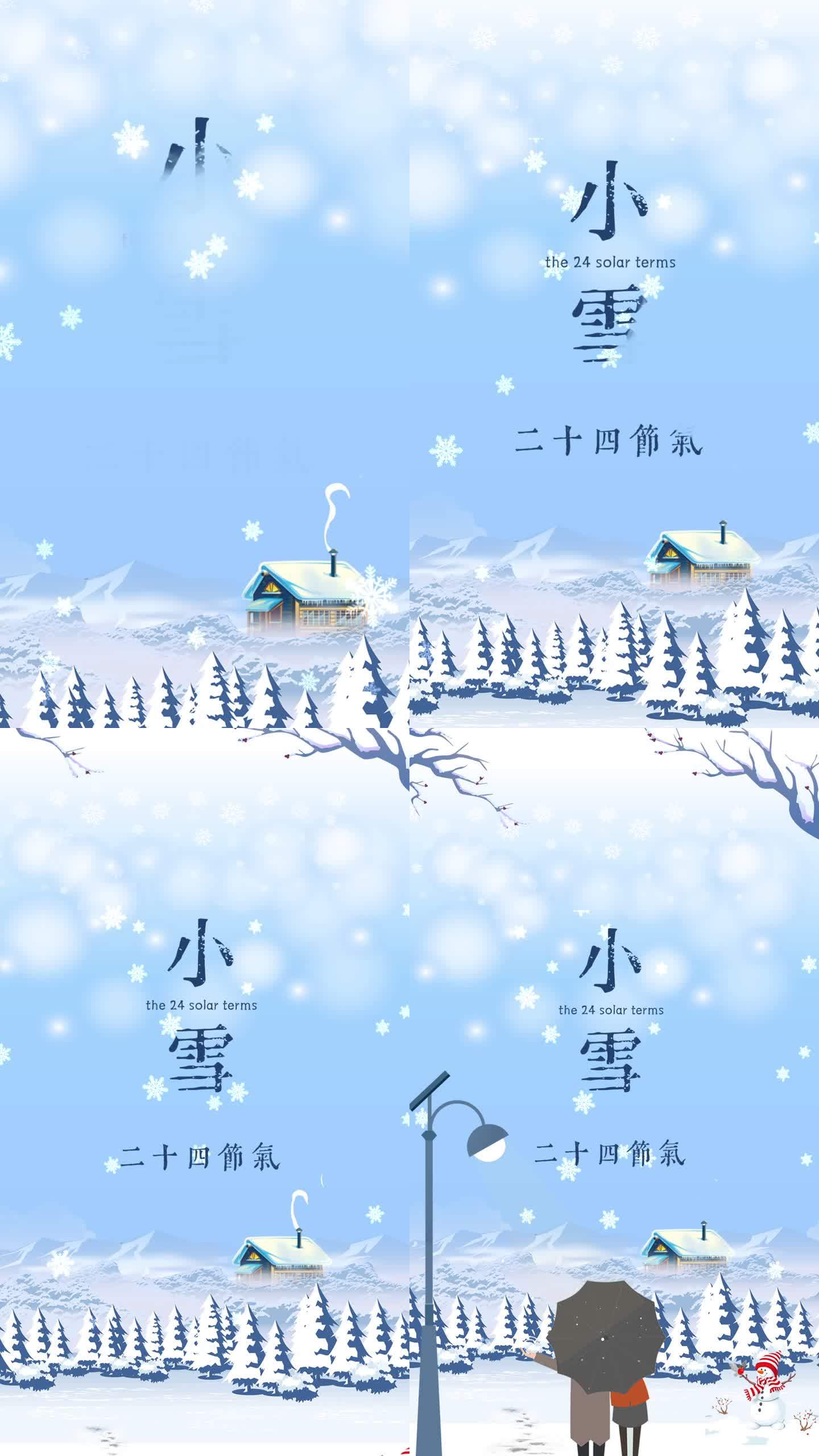 二十四节气 小雪竖版动态海报AE模版