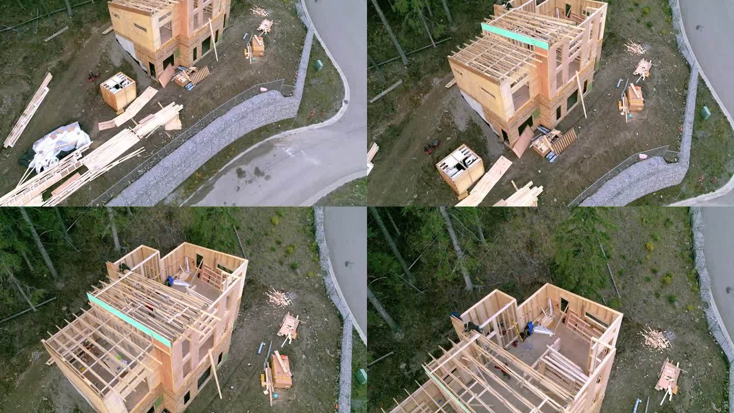 人们从零开始建造家园的鸟瞰图