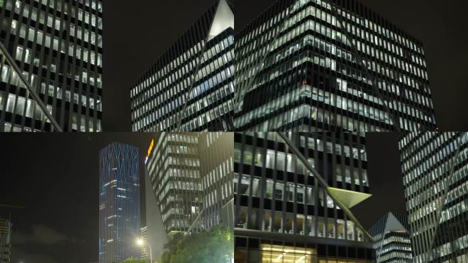 城市夜景 城市商业大楼夜景 原创实拍4k