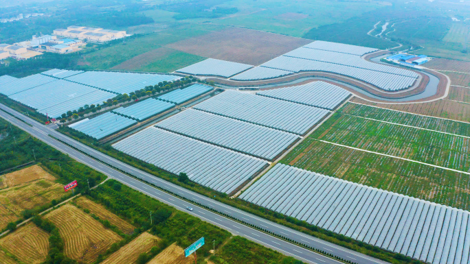 农业大棚蔬菜基地航拍素材