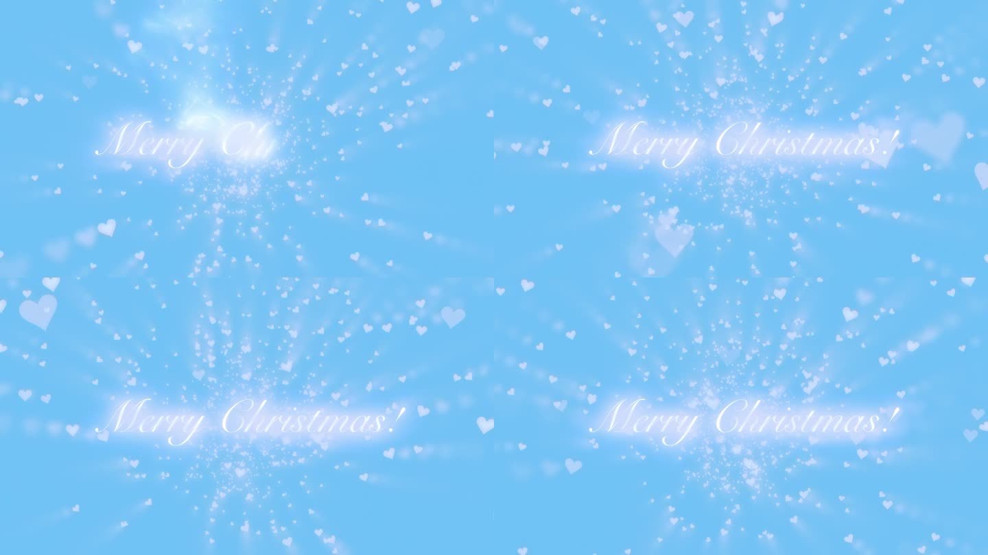 圣诞快乐，蓝色的心形粒子在蓝色的背景上飞舞。抽象的背景。