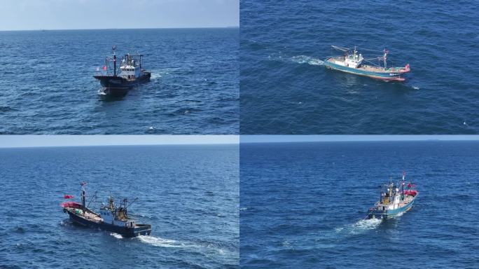 拖网渔船出海渔船海上航行