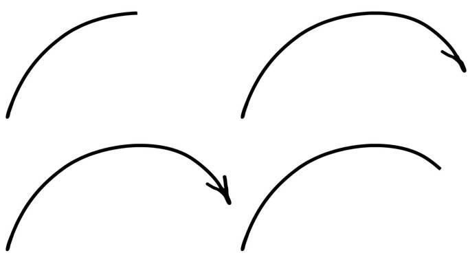 绘制箭头的动画线性符号。手绘的黑色箭头指向右边。矢量插图隔离在白色背景上。
