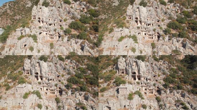 鸟瞰土耳其德姆雷的迈拉岩墓
