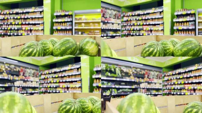 在超市买各种水果，西瓜