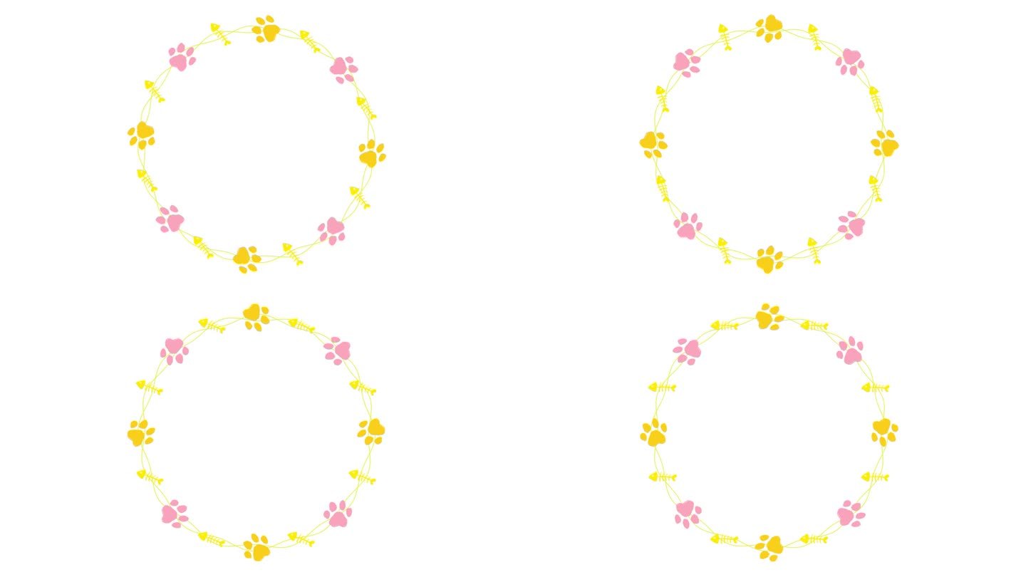 猫脚印框架作为标题背景(粉色和橙色)