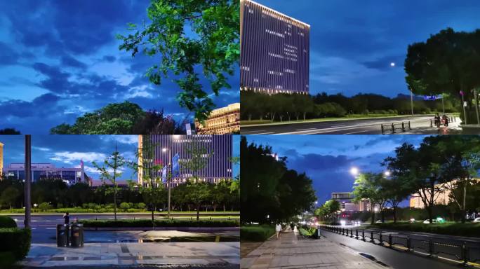 郑州城市夜景 城市路灯 雨后城市夜景