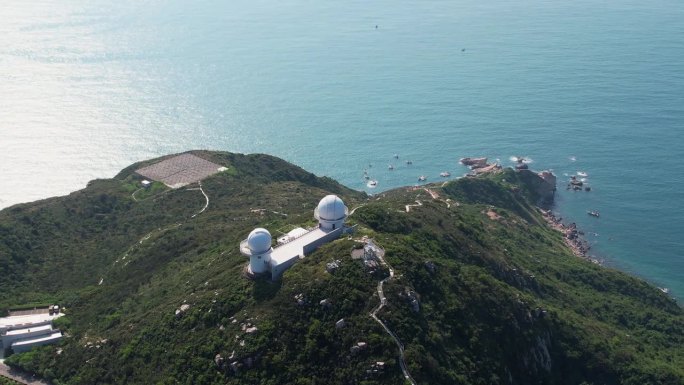 深圳天文台鸟瞰图深圳西涌海滩大海边海岸线