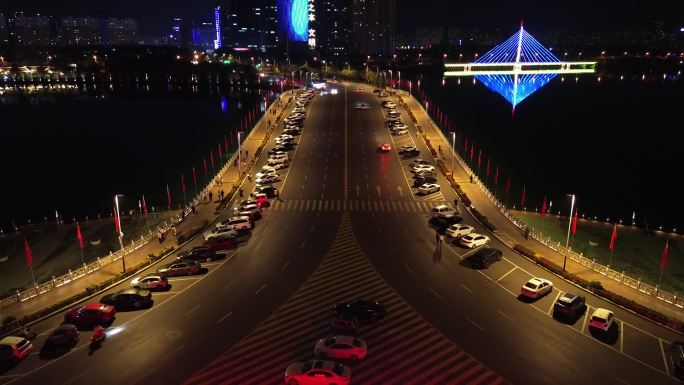 滨州中海转盘夜景顶部外景旋转