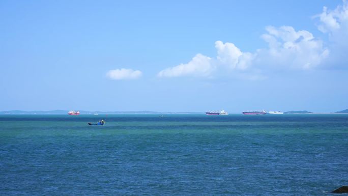 唯美大海延时海边蓝天白云风景碧海蓝天风光