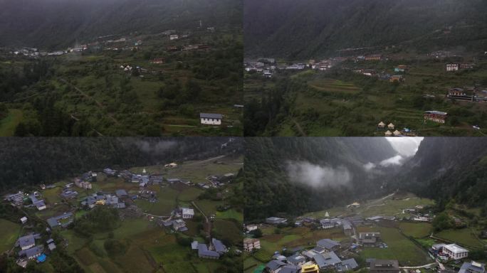 雨中的雨崩村航拍