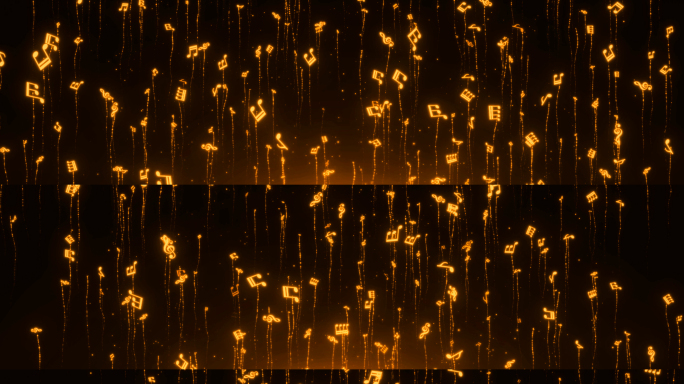 8k宽屏金色音符粒子上升背景