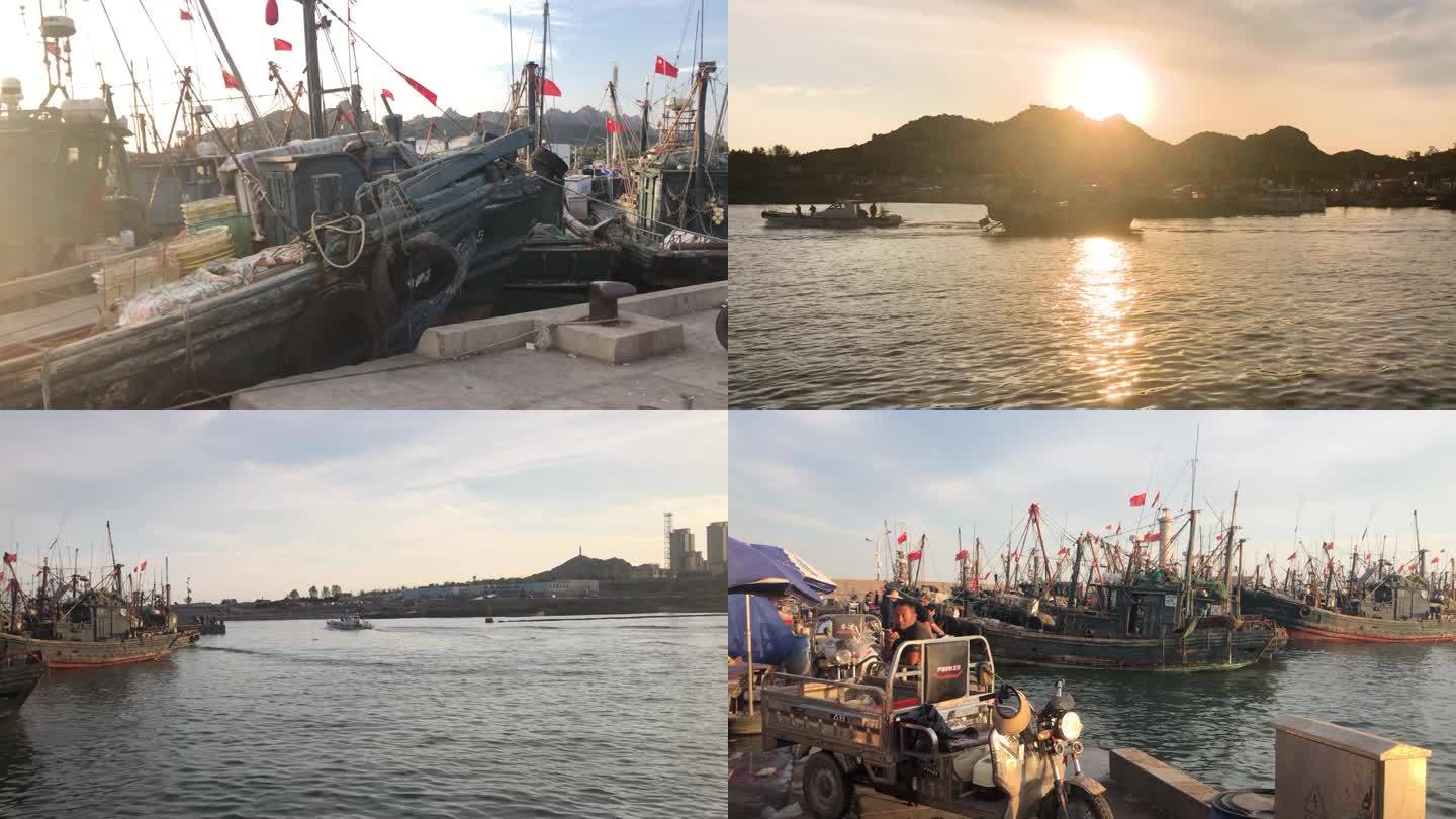 黄昏的渔港码头
