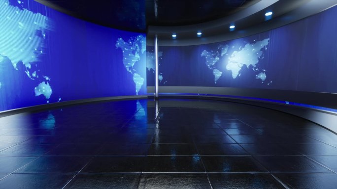 3D虚拟工作室，新闻工作室背景