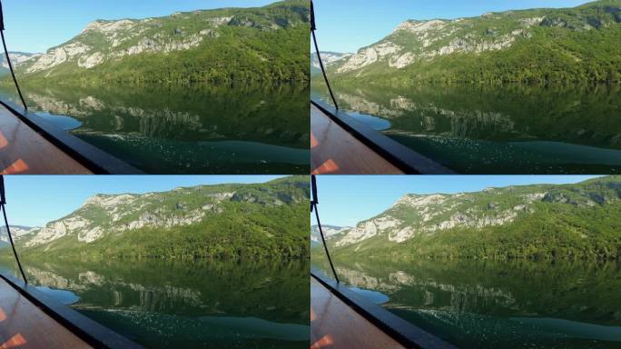 在斯洛文尼亚特里格拉夫国家公园的博希尼湖航行，风景优美