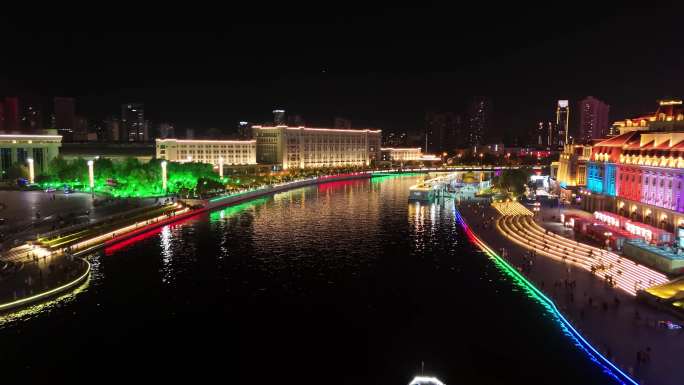 天津 津湾广场夜景 4K航拍