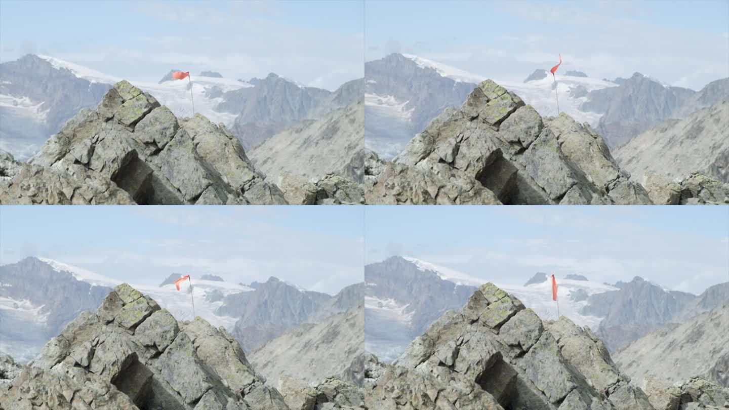 瑞士救援直升机飞越阿尔卑斯山谷