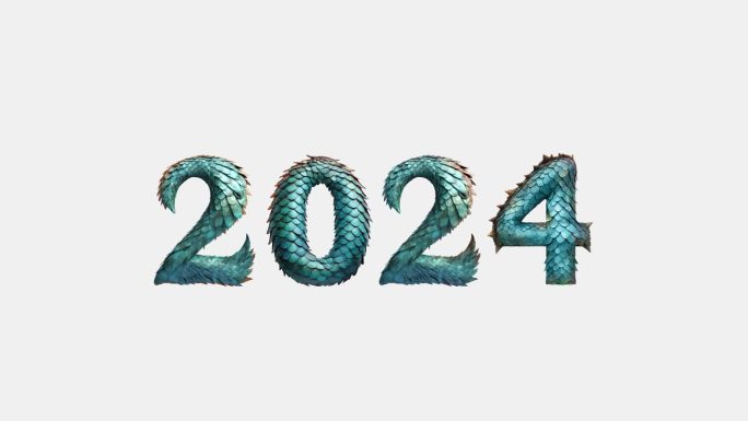 2024年龙年的简单标志动画。动画新年龙皮标志。2024. 新年快乐