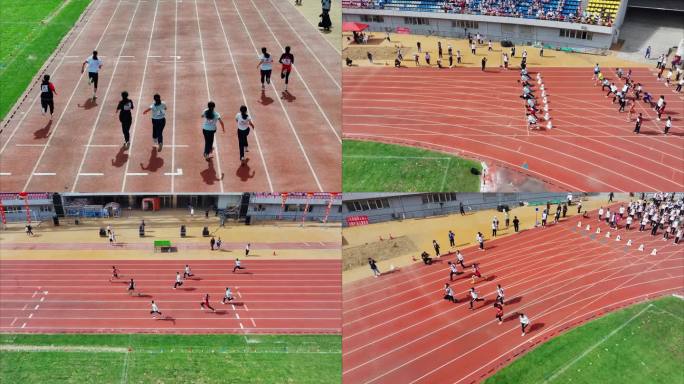 中学初中运动会百米田径短跑比赛冲刺