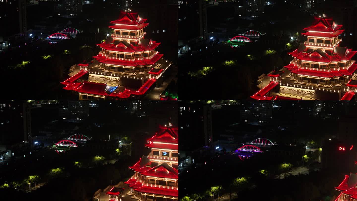 台州温岭东辉阁夜景航拍