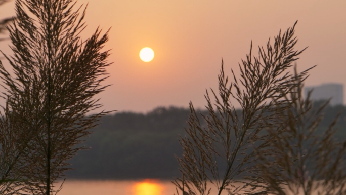 长江边夕阳，夕阳水面，水面波纹，水波纹