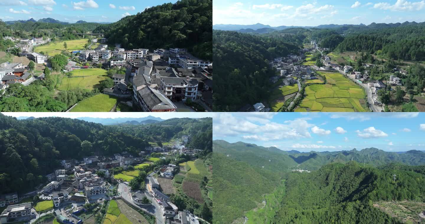 乡村振兴最美乡村农业大棚大山里的村庄