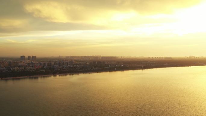 海口秀英港 海口落日黄昏 金色海口