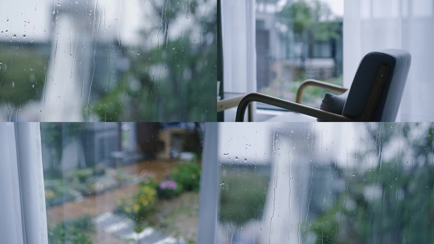 唯美雨天玻璃室内场景