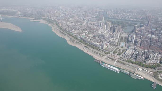 湖北荆州沙市区远景大景4K航拍