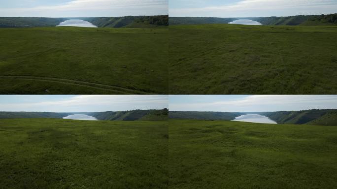 峡谷河湾崖岸绿草从岩石上美丽的景色