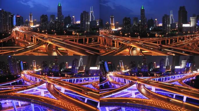 上海延安东路立交桥夜景视频合集