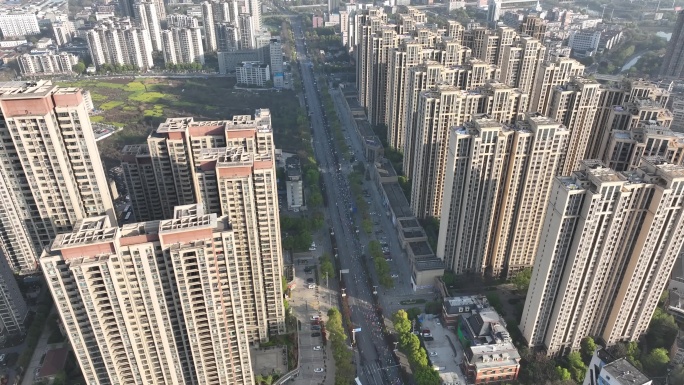 荆州江津西路城市高楼4K航拍