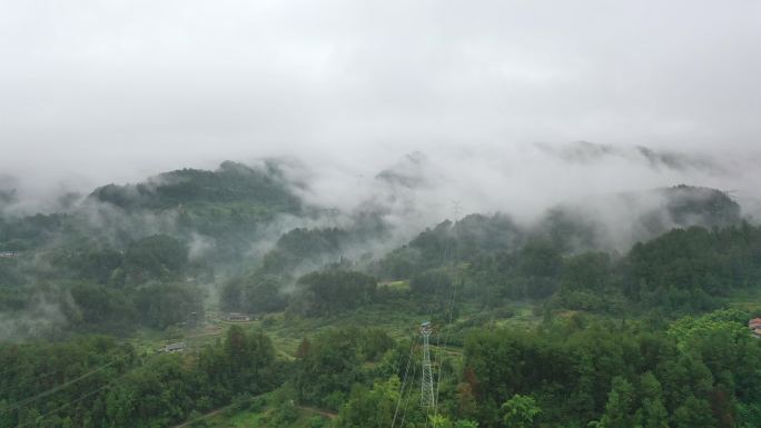 重庆乡村山林云雾航拍自然风光