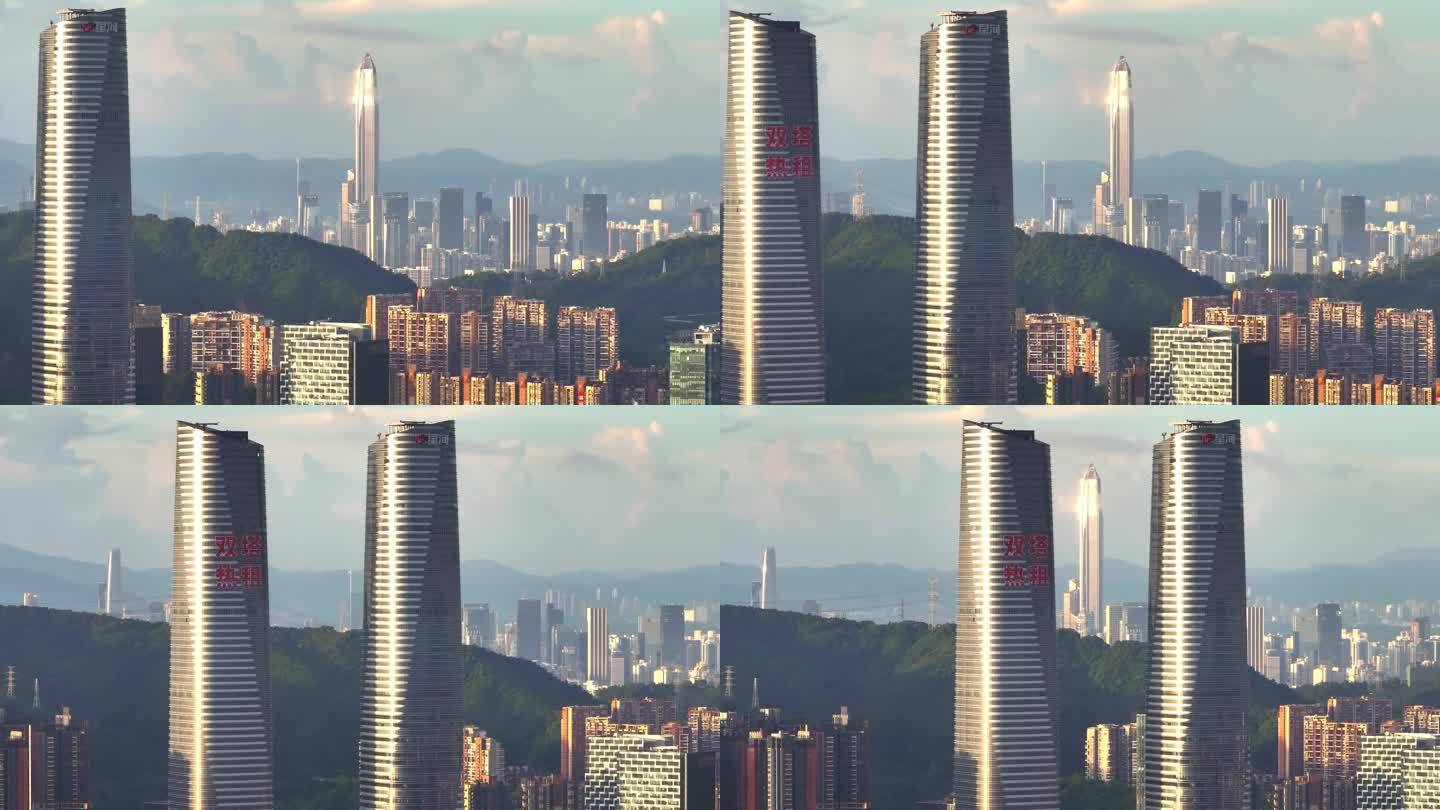 4K航拍｜深圳双子塔与平安大厦同框