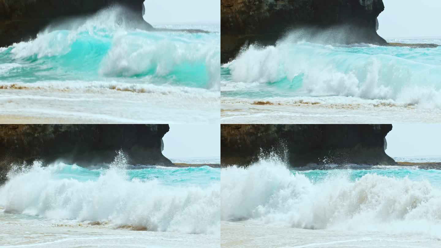 海洋巨浪，海边波涛汹涌的浪花