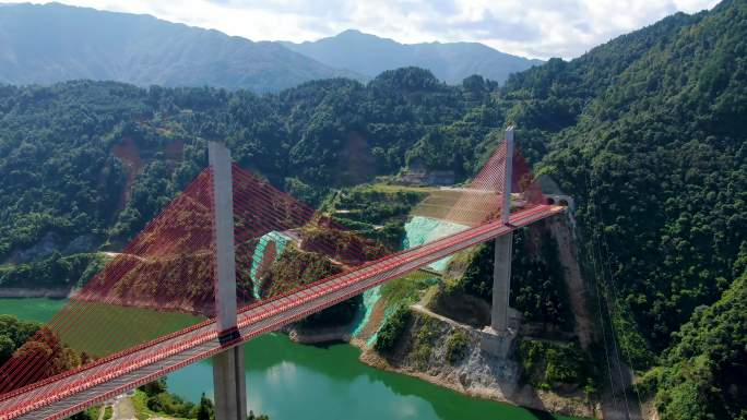 4K航拍贵州剑榕高速公路清水江特大桥