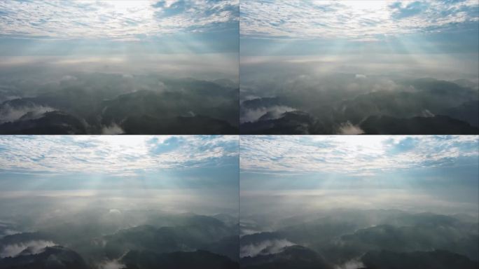 穿云云上俯瞰云朵云海飞机视角高空云724