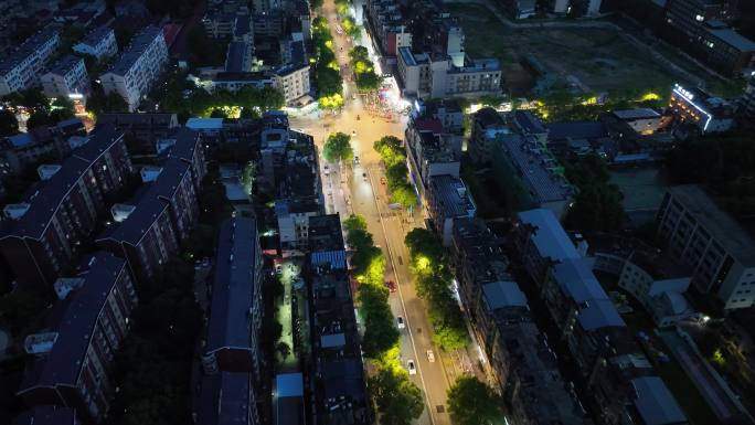 景德镇市夜景航拍珠山区珠山大道城市夜晚