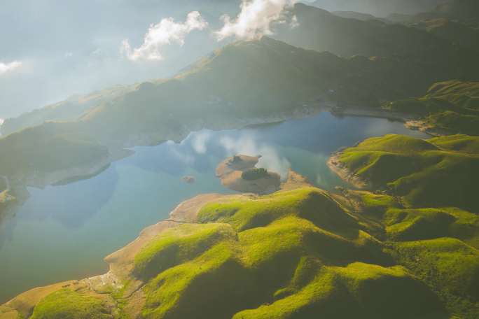 天空风车云海全州天湖高山景色航拍延时合集