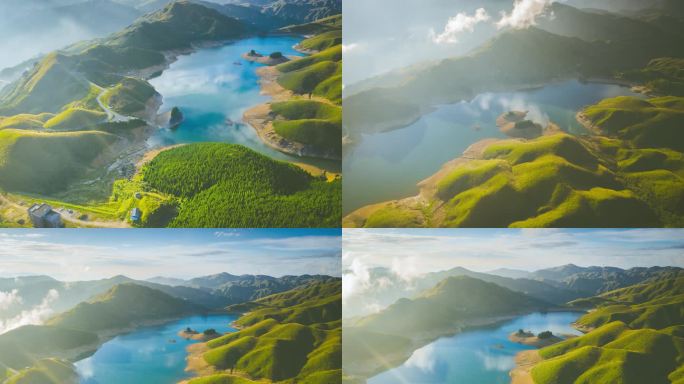 天空风车云海全州天湖高山景色航拍延时合集